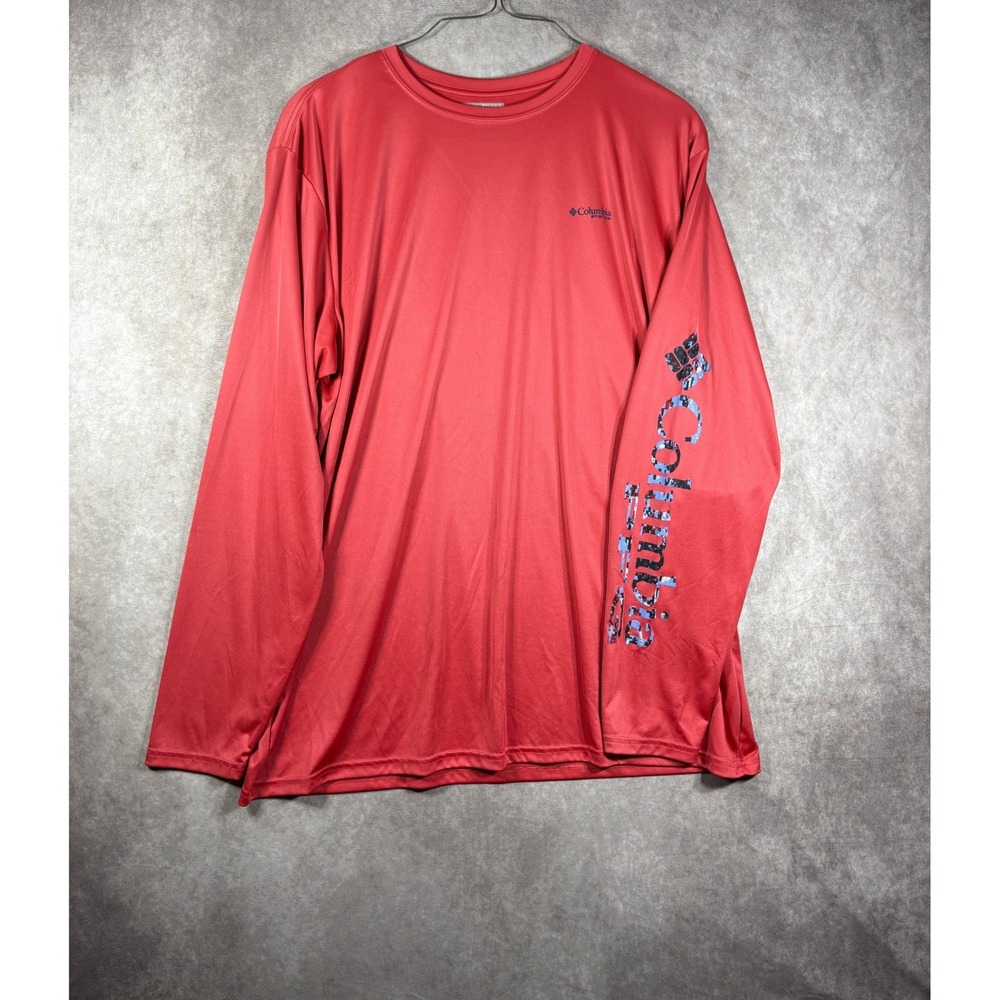 Columbia PFG Shirt Mens XXL Red Terminal Tackle Long Sleeve Omni-Shade Fishing
